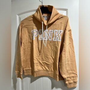 NEW NIP VS PINK Victoria Secret tan orange nude cowl neck sweatshirt L large‎